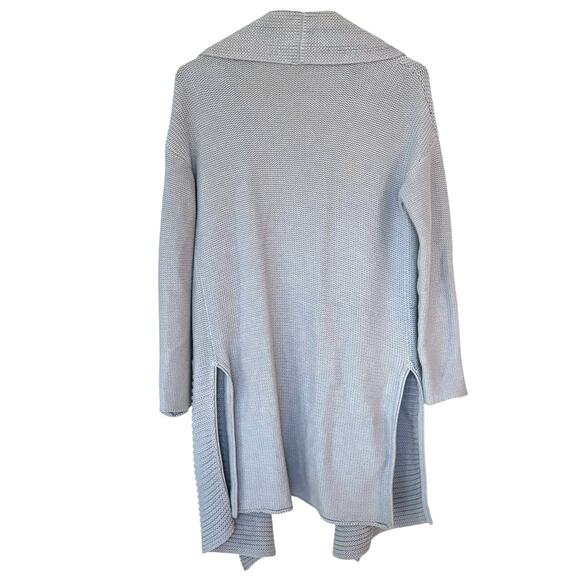 Poetry Light Gray Open Shawl Collar Sweater Relaxed Cardigan Medium 100% Cotton - Picture 2 of 7